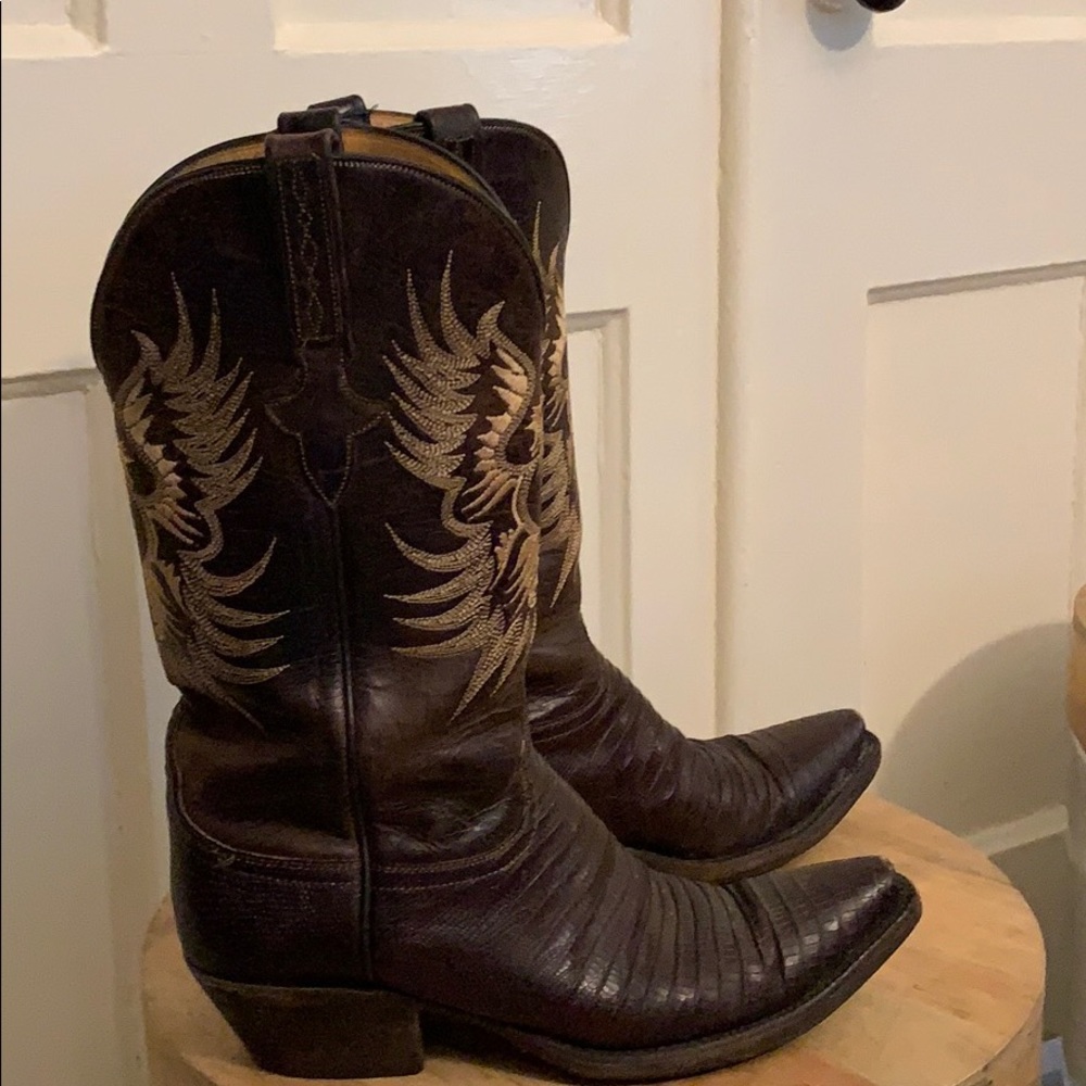 Women’s Lucchese Lizard Cowboy Boots size 8